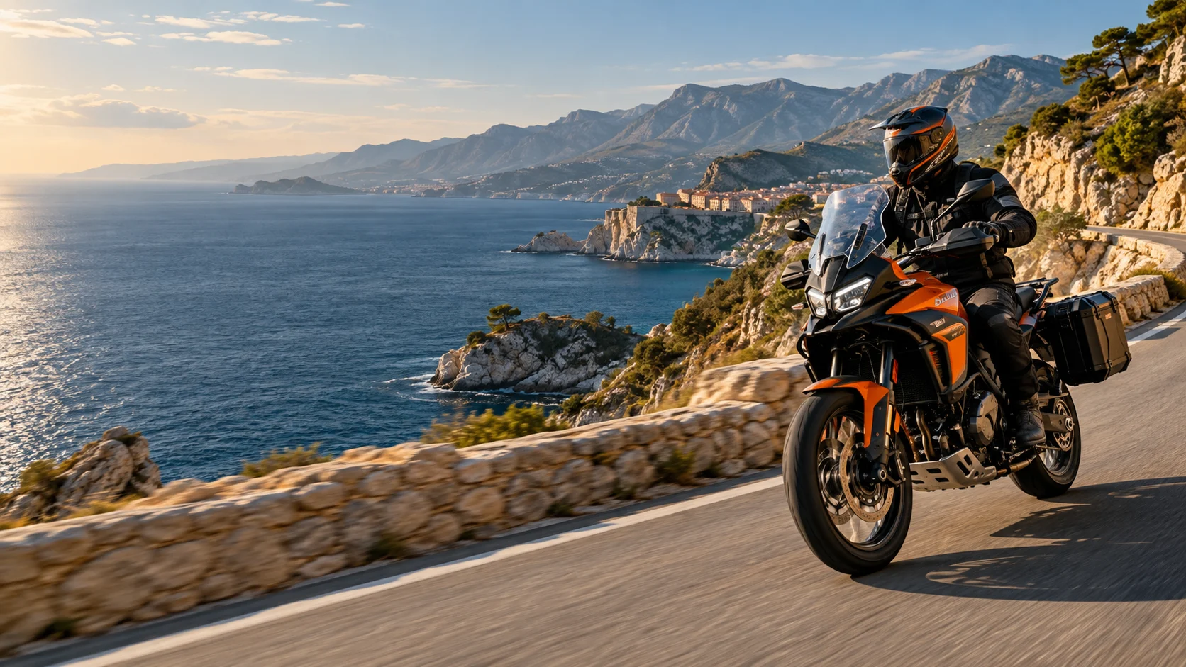 A coastal road overlooking the Mediterranean